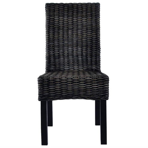 Swen Studio -  Dining Chairs 6 pcs Black Kubu Rattan and Mango Wood